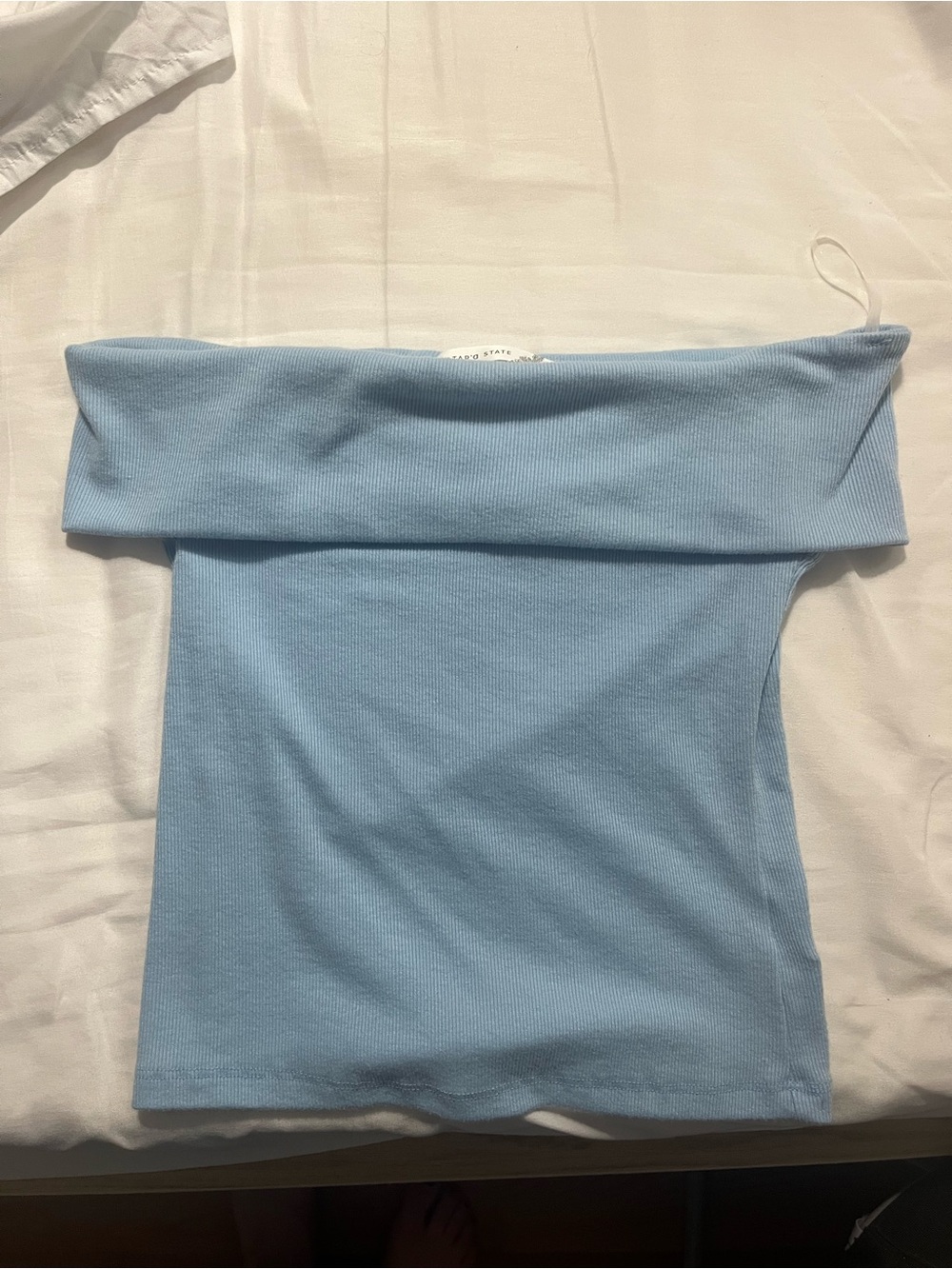 Altar'd State Sky Blue Fold-Over Off-Shoulder Top
